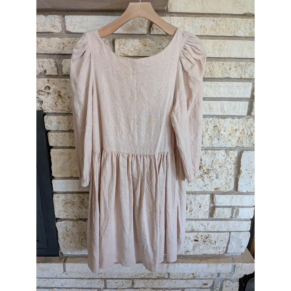 Women's ASOS DESIGN Beige Puff Sleeve Babydoll Mini Dress US 4